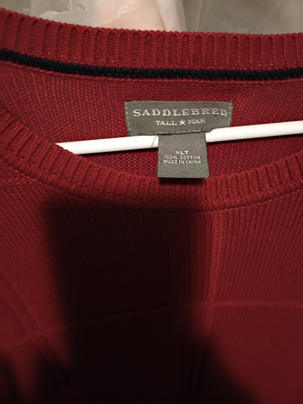 Saddlebreed Tall Man Red Cotton Crewneck Sweater
